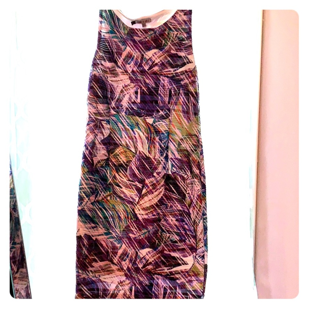 Purple floral patterned bodycon midi dress